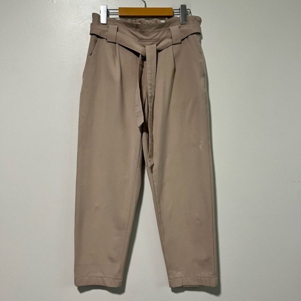 Jacqueline de Yong Women’s Beige Paperbag High-Waisted Belted Trousers - Size S - Picture 2 of 14